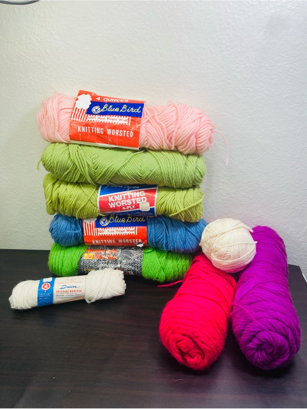 650g / 22.9 oz Vintage Wool Yarn with and without Tags